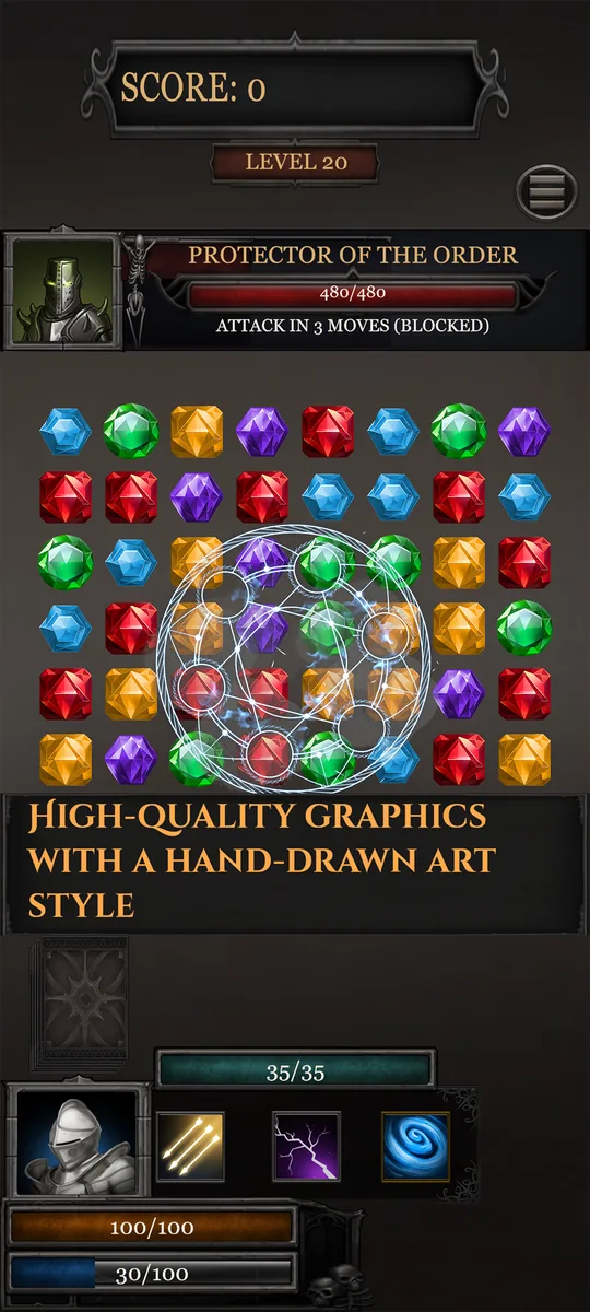 Gameplay: a boss fight against the Protector of the Order